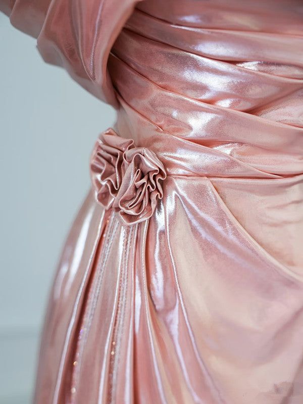 Hermoso vestido de fiesta largo de satén con hombros descubiertos y corte en A, vestido de noche GG1519