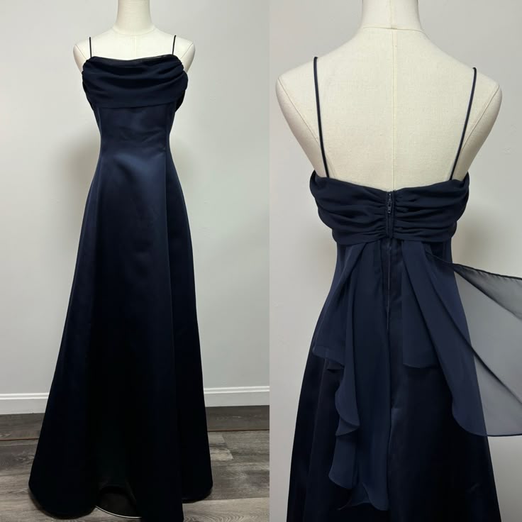 Elegant A Line Spaghetti Straps Satin Chiffon Long Prom Dress,Evening Dress GG1947
