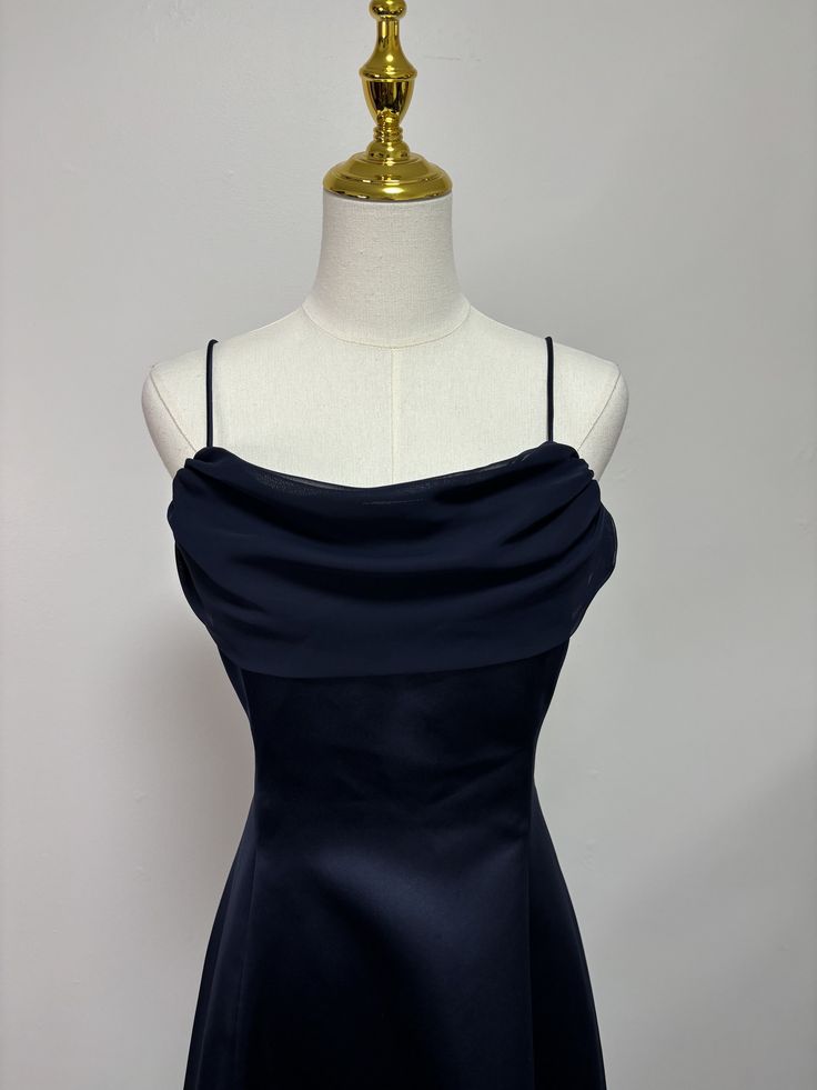 Elegant A Line Spaghetti Straps Satin Chiffon Long Prom Dress,Evening Dress GG1947