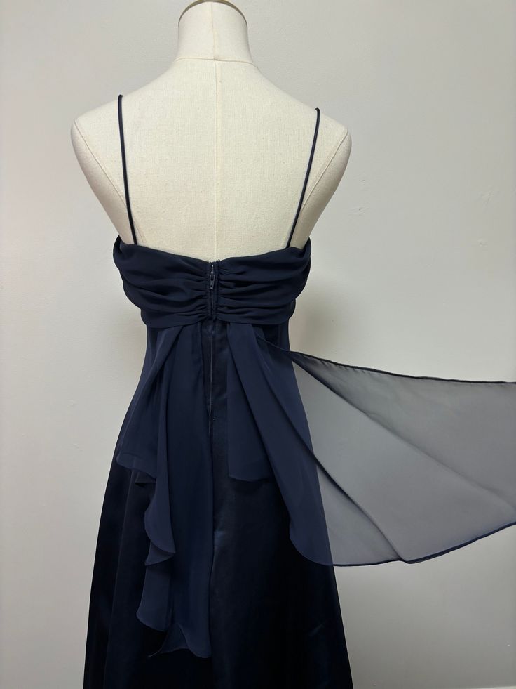 Elegant A Line Spaghetti Straps Satin Chiffon Long Prom Dress,Evening Dress GG1947