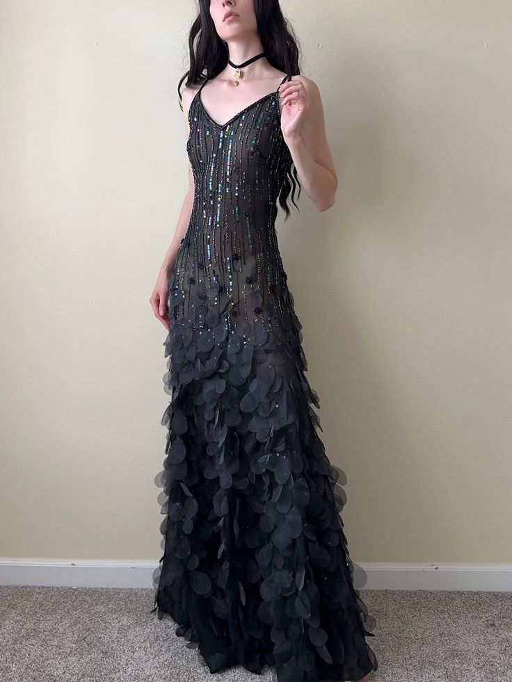 Charming A Line Spaghetti Straps Chiffon Beaded Applique Long Prom Dress,Evening Dress GG1950