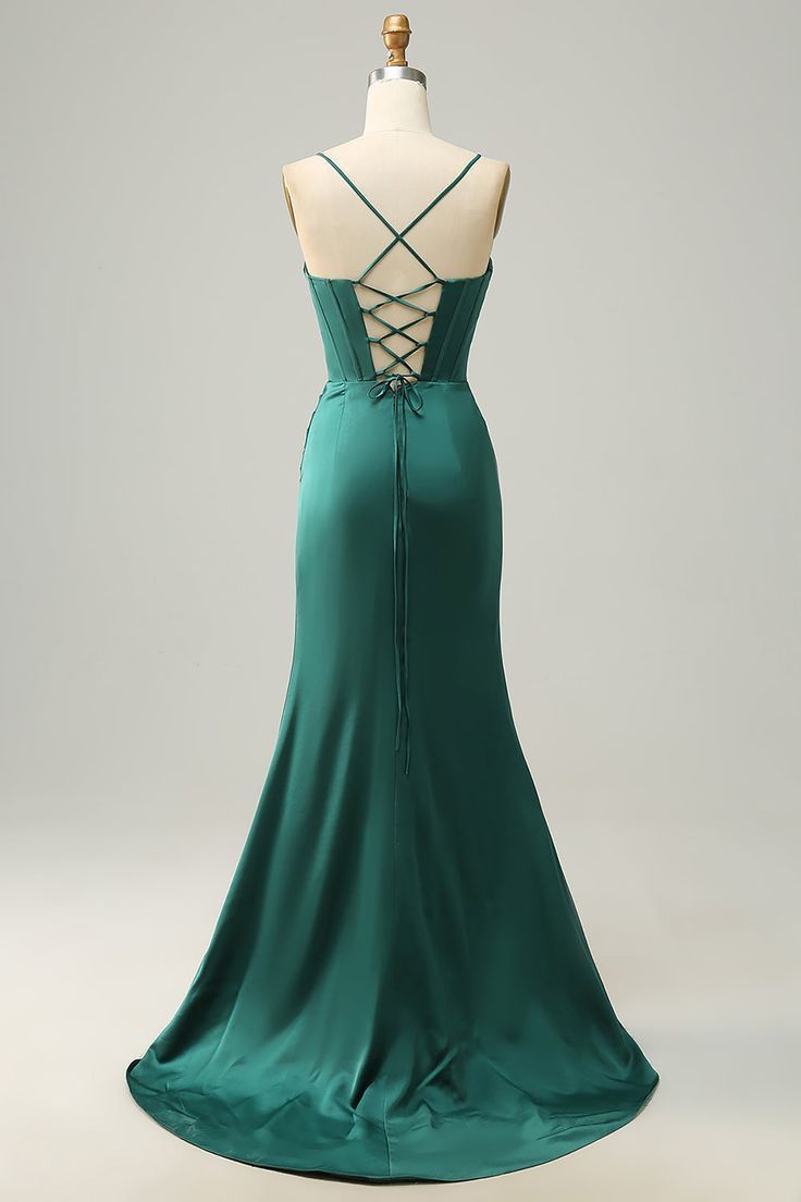 Classy Mermaid Halter Satin Slit Long Prom Dress,Party Dress,Evening Dress GG2196