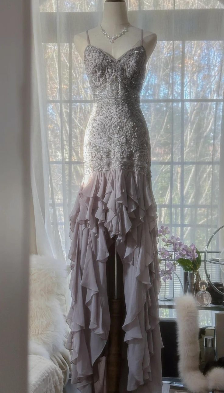 Gorgeous Mermaid Spaghetti Straps Satin Chiffon Beaded Long Prom Dress,Party Dress,Evening Dress GG2361