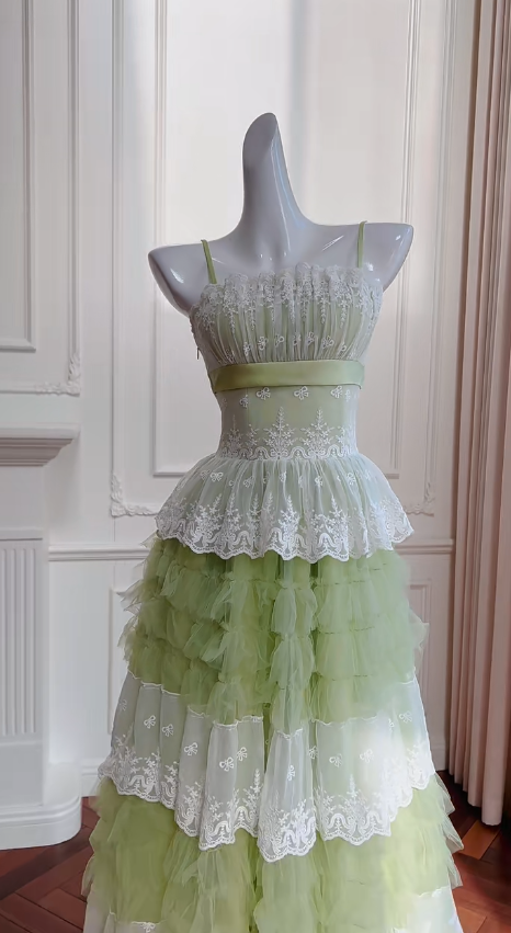 Elegante vestido largo de fiesta, de noche y de tul con tirantes finos, corte A, GG2620