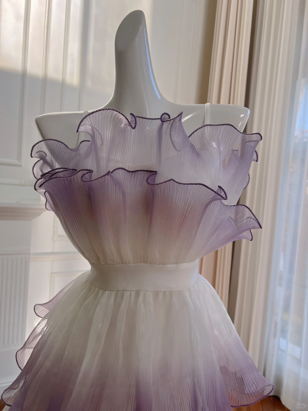 Impresionante vestido de fiesta corto de gasa con degradado y tirantes finos, corte A, para regreso a casa y cumpleaños GG2627
