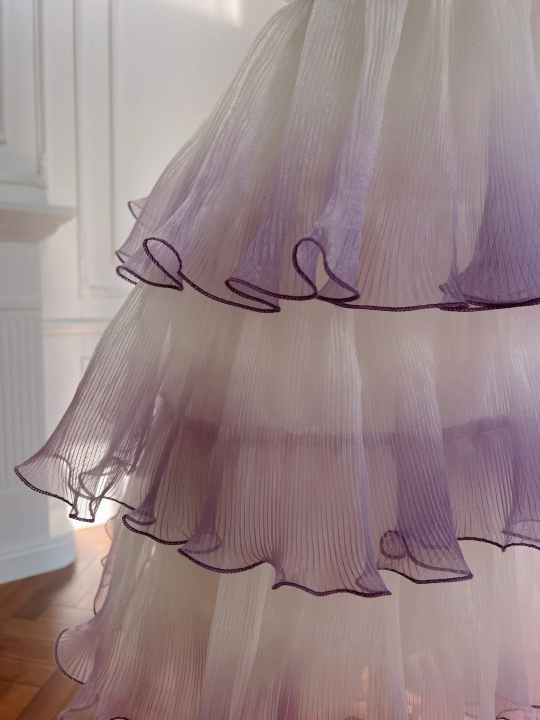 Impresionante vestido de fiesta corto de gasa con degradado y tirantes finos, corte A, para regreso a casa y cumpleaños GG2627