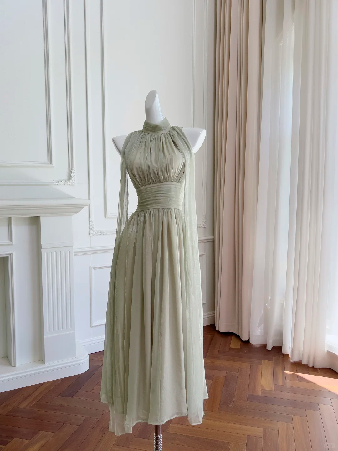 Vestido elegante de fiesta, de gasa, largo, corte A, con cuello halter, para graduación, noche, GG2643