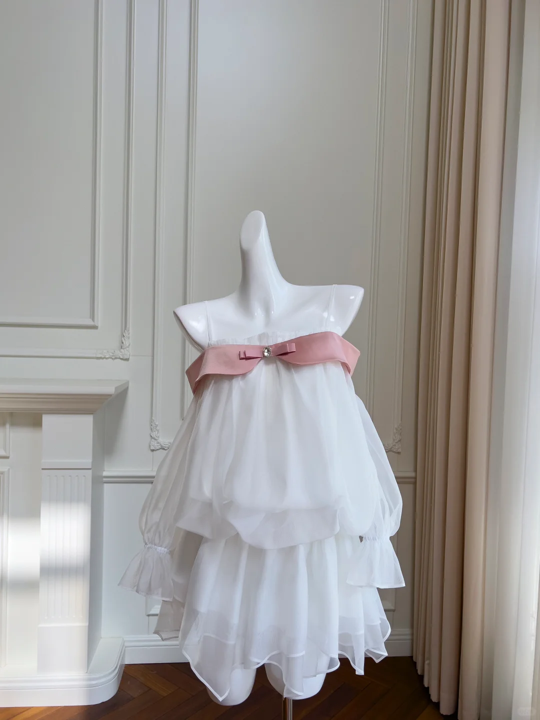 Vestido de fiesta corto de gasa con tirantes finos, corte A, mangas largas, para regreso a casa y cumpleaños GG2668