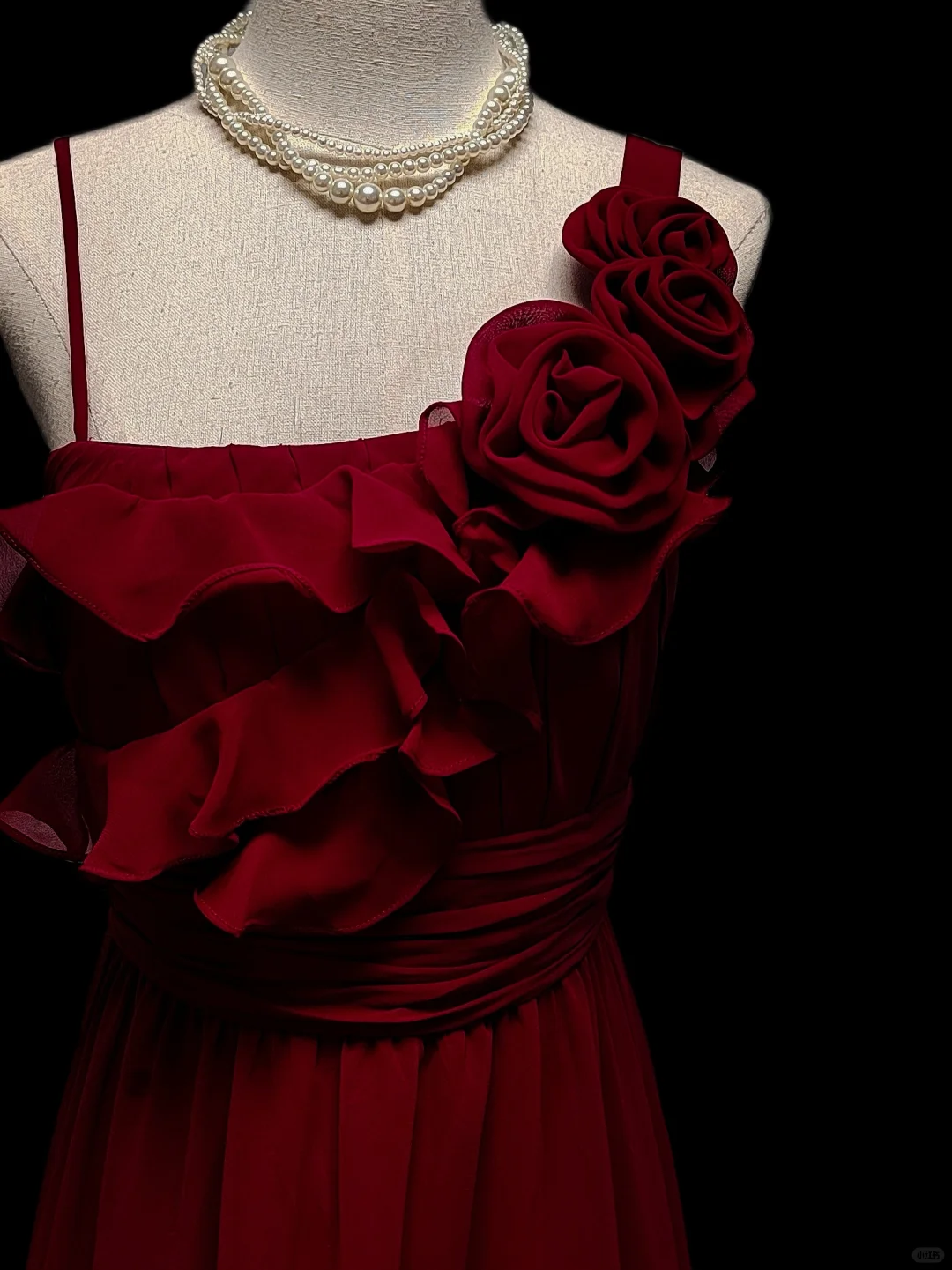 Elegante vestido largo de fiesta, de noche y de gasa burdeos con tirantes finos, corte A, flores, GG2737