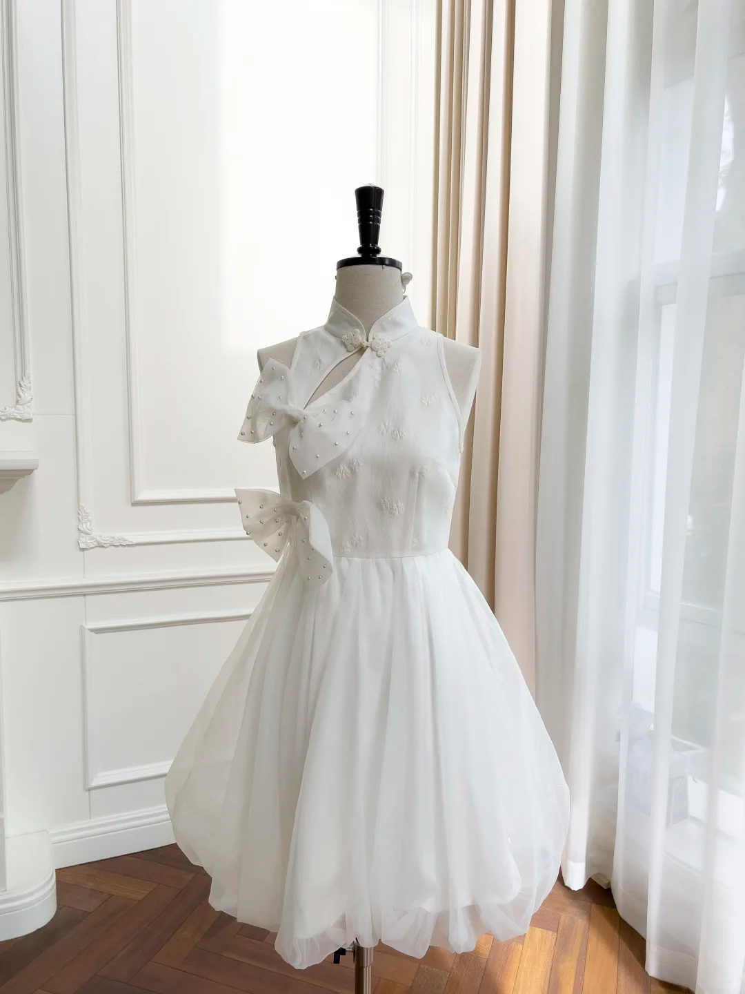 Precioso vestido de fiesta corto de tul satinado blanco, corte A, para regreso a casa y cumpleaños GG2748