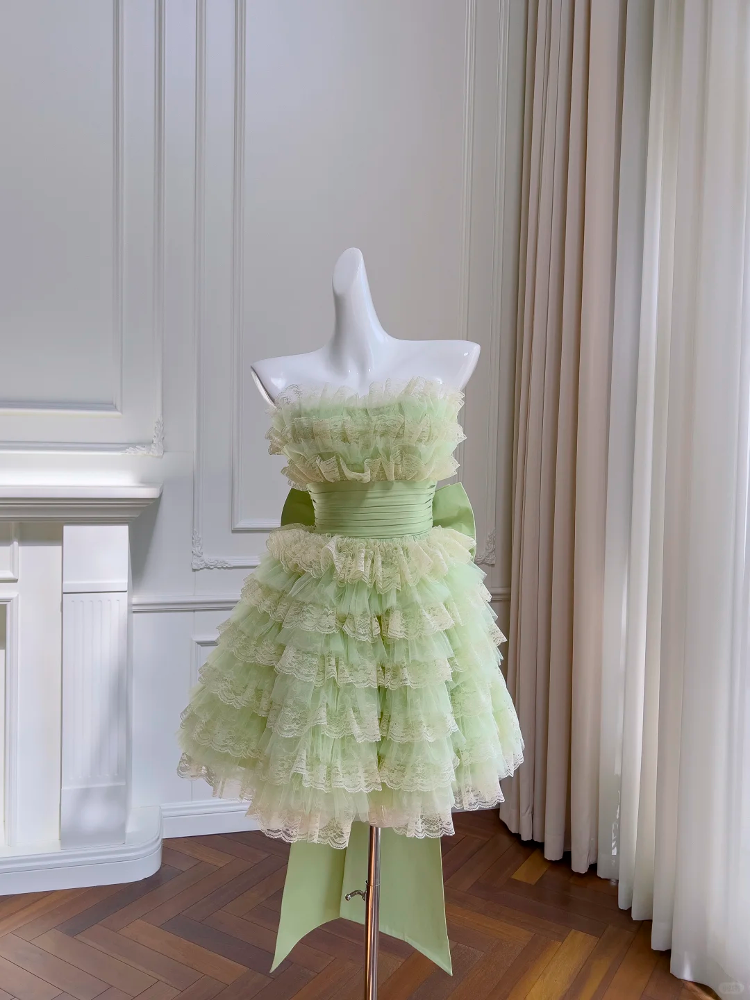 Vestido de fiesta corto de tul con encaje y corte en A, sin tirantes, para regreso a casa y cumpleaños GG2750