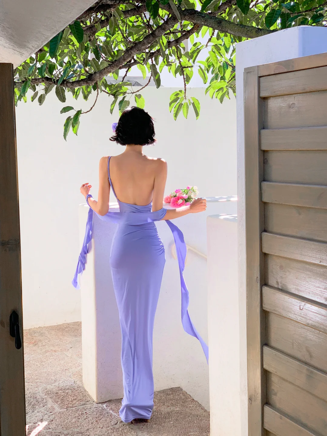 Vestido de fiesta largo de satén lila con un hombro descubierto, corte sirena, elegante, para graduación, noche, GG2761