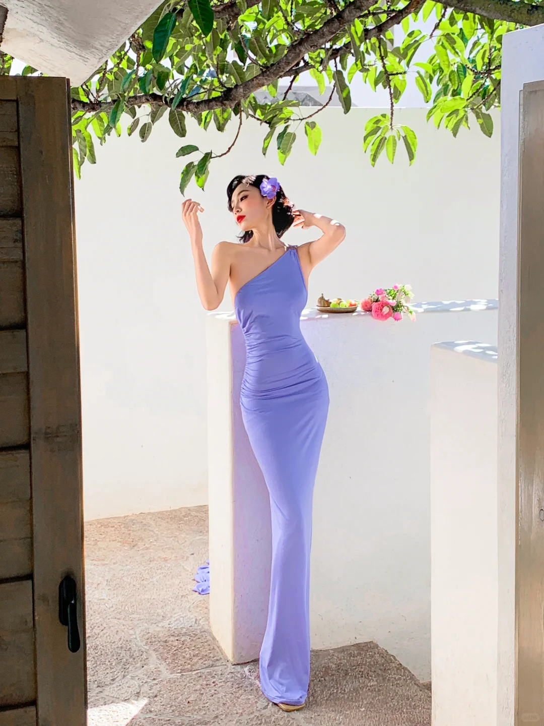 Vestido de fiesta largo de satén lila con un hombro descubierto, corte sirena, elegante, para graduación, noche, GG2761