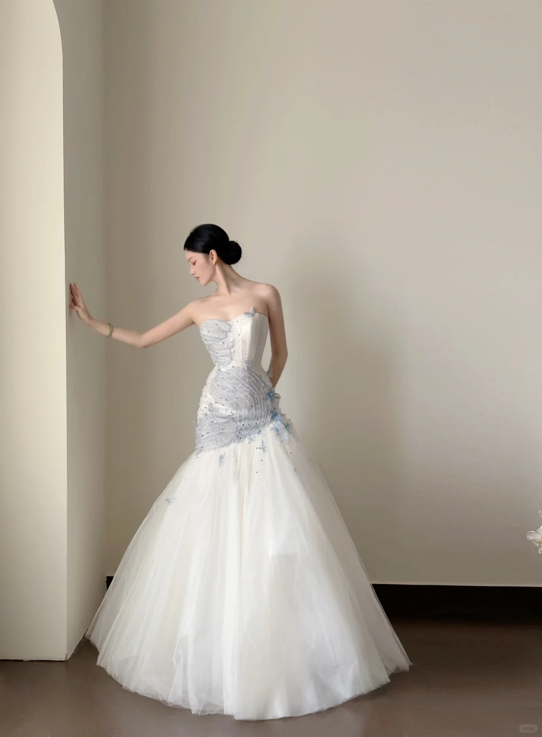 Hermoso vestido de fiesta largo de sirena sin tirantes de tul con cuentas, vestido de novia, vestido de noche GG2839