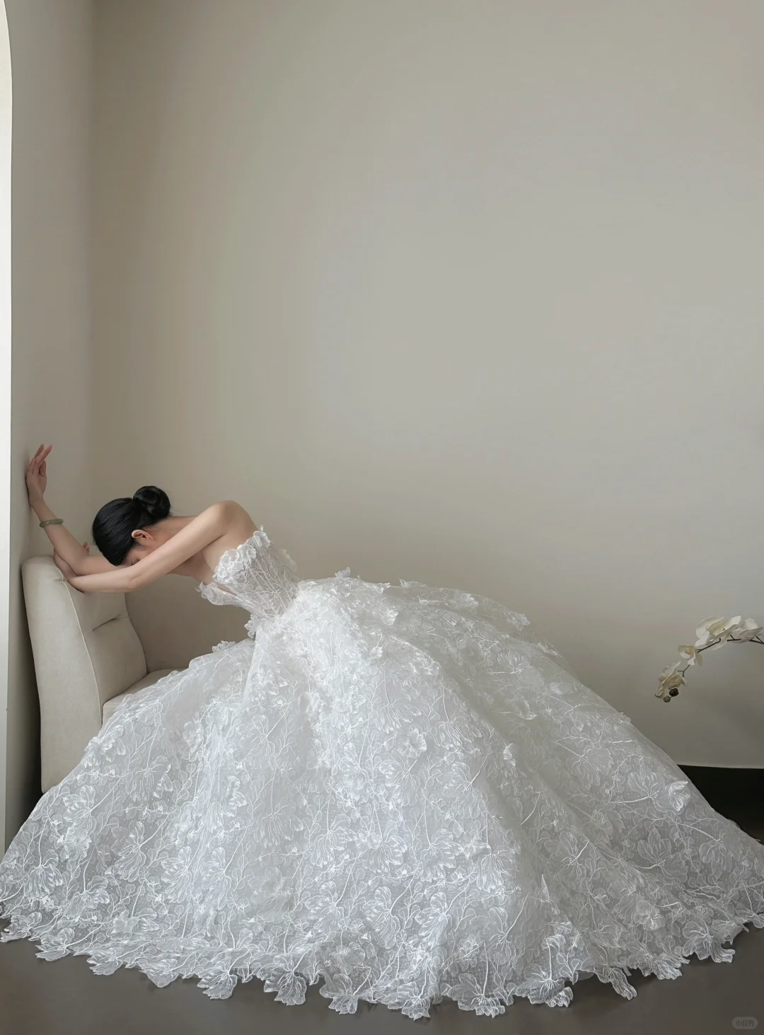 Hermoso vestido de fiesta largo de encaje blanco sin tirantes, corte A, vestido de novia, vestido de noche GG2845