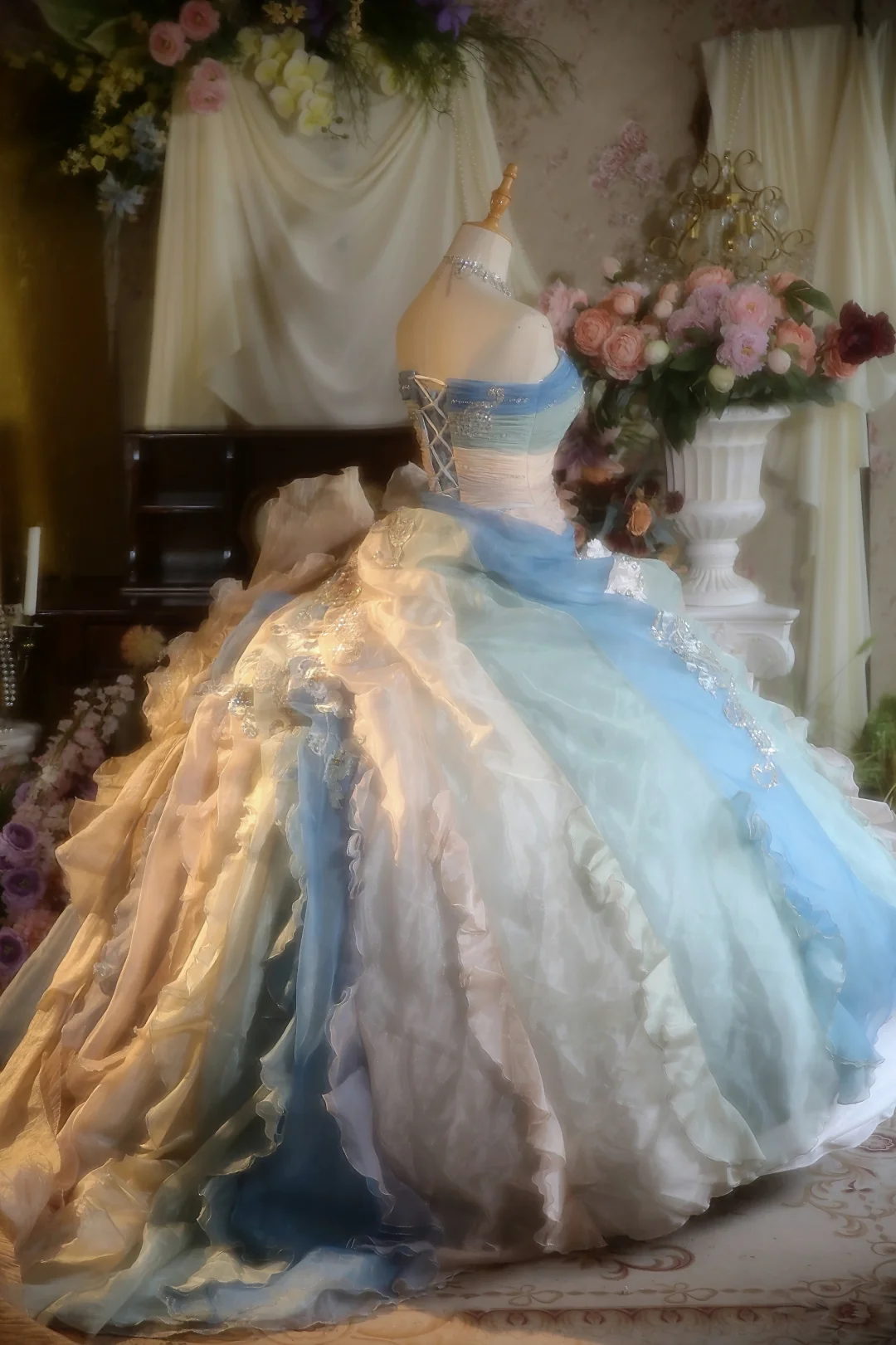 Vestido de fiesta vintage de satén, sin tirantes, de gasa, con apliques, largo, para graduación, noche, GG2858