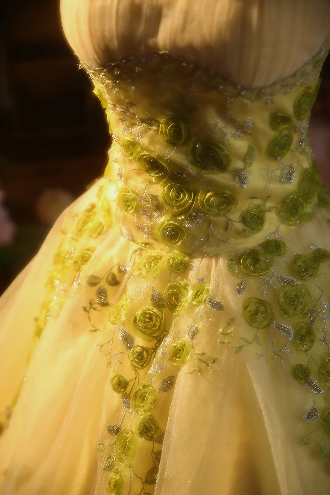 Vestido de fiesta amarillo vintage sin tirantes con apliques de tul, largo, para graduación, noche, GG2866