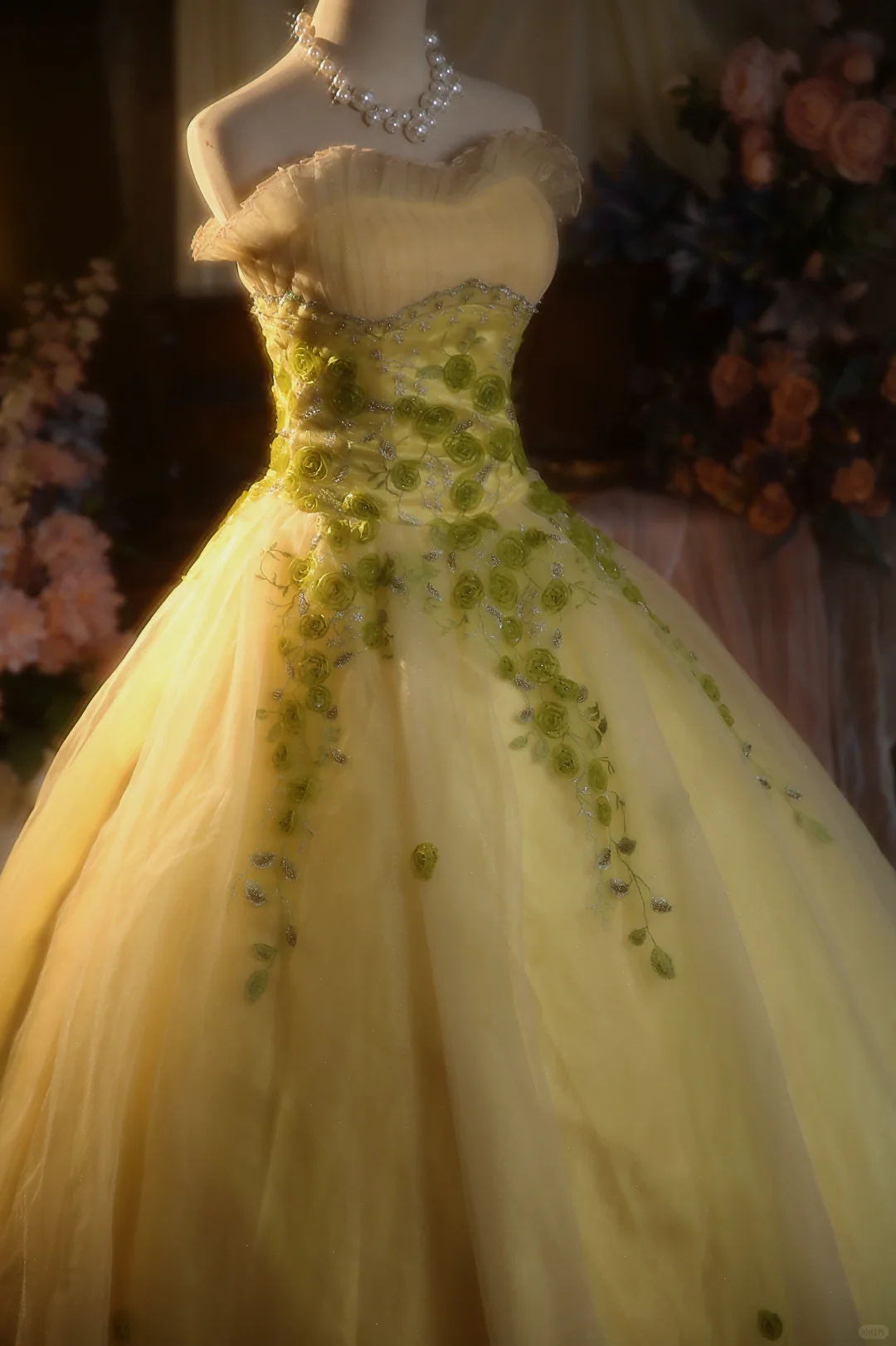 Vestido de fiesta amarillo vintage sin tirantes con apliques de tul, largo, para graduación, noche, GG2866