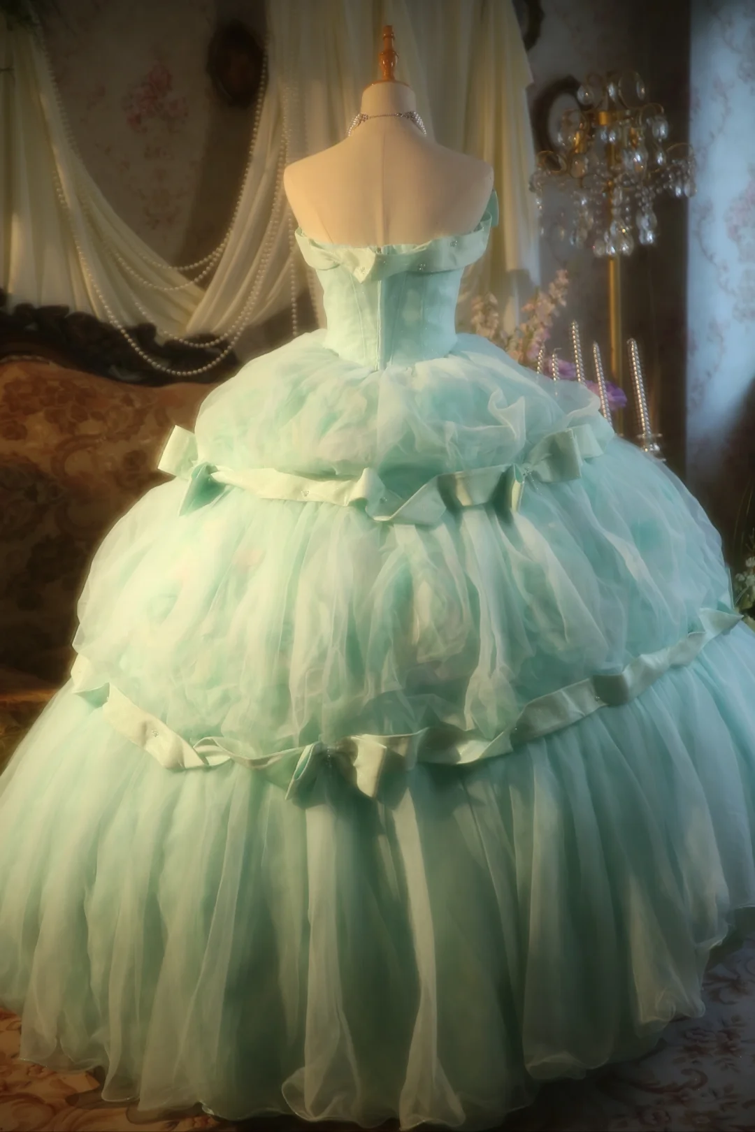 Impresionante vestido de fiesta sin tirantes en tul azul Tiffany, vestido de fiesta, vestido de noche GG2868