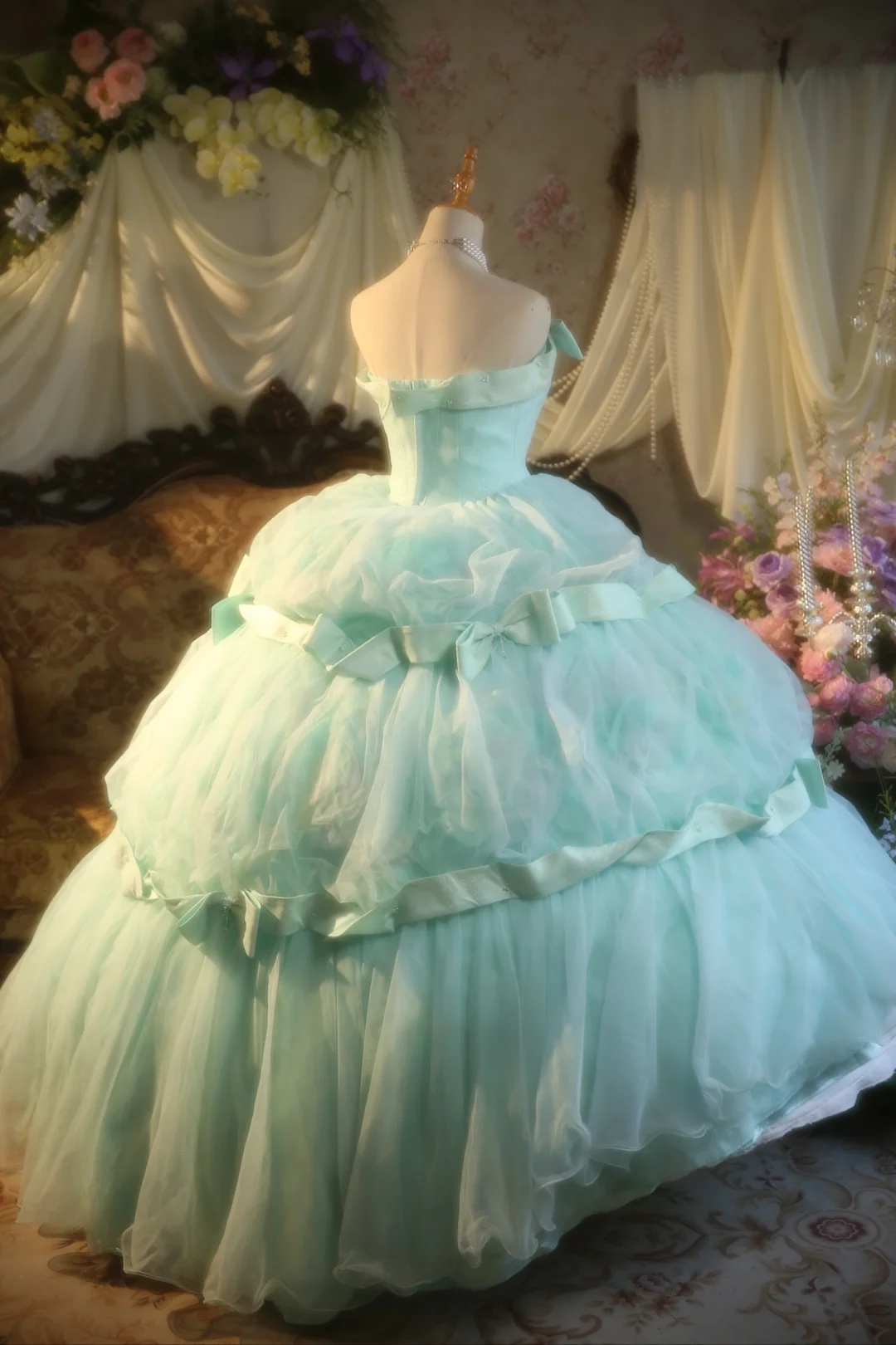 Impresionante vestido de fiesta sin tirantes en tul azul Tiffany, vestido de fiesta, vestido de noche GG2868