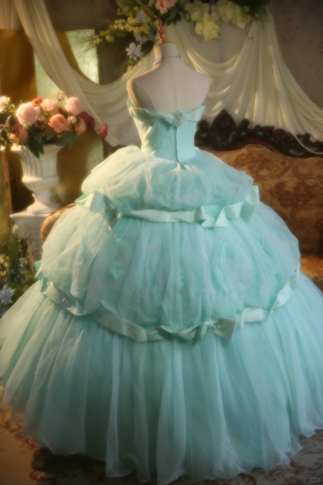 Impresionante vestido de fiesta sin tirantes en tul azul Tiffany, vestido de fiesta, vestido de noche GG2868