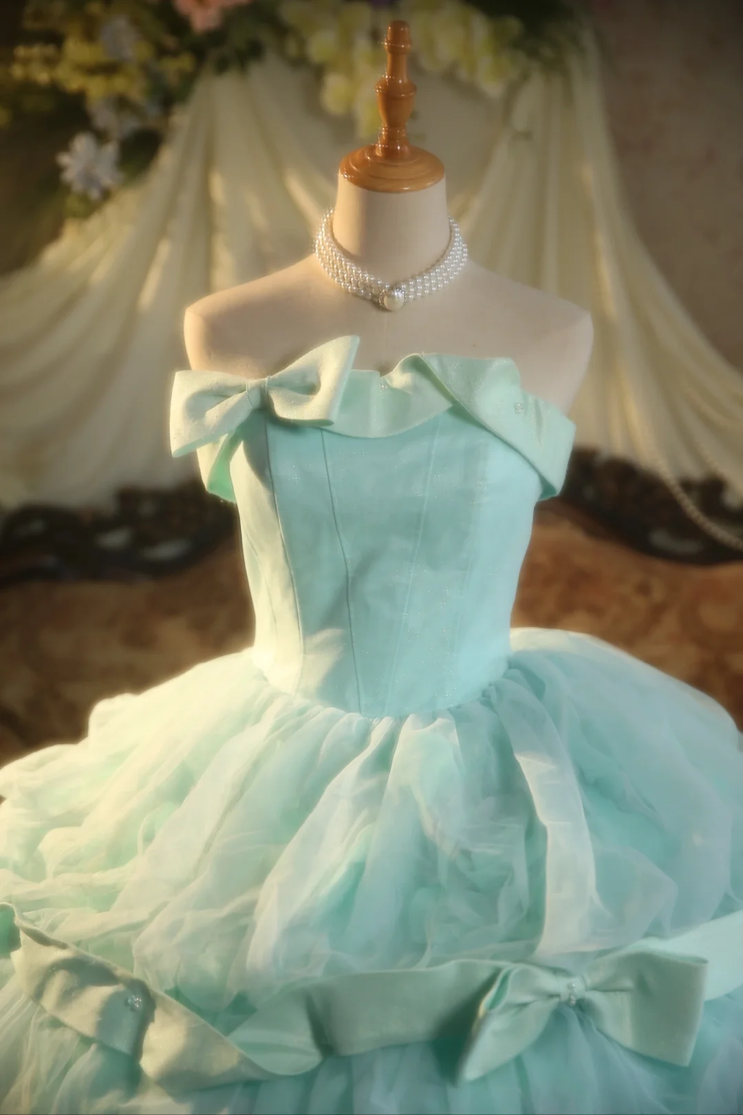 Impresionante vestido de fiesta sin tirantes en tul azul Tiffany, vestido de fiesta, vestido de noche GG2868