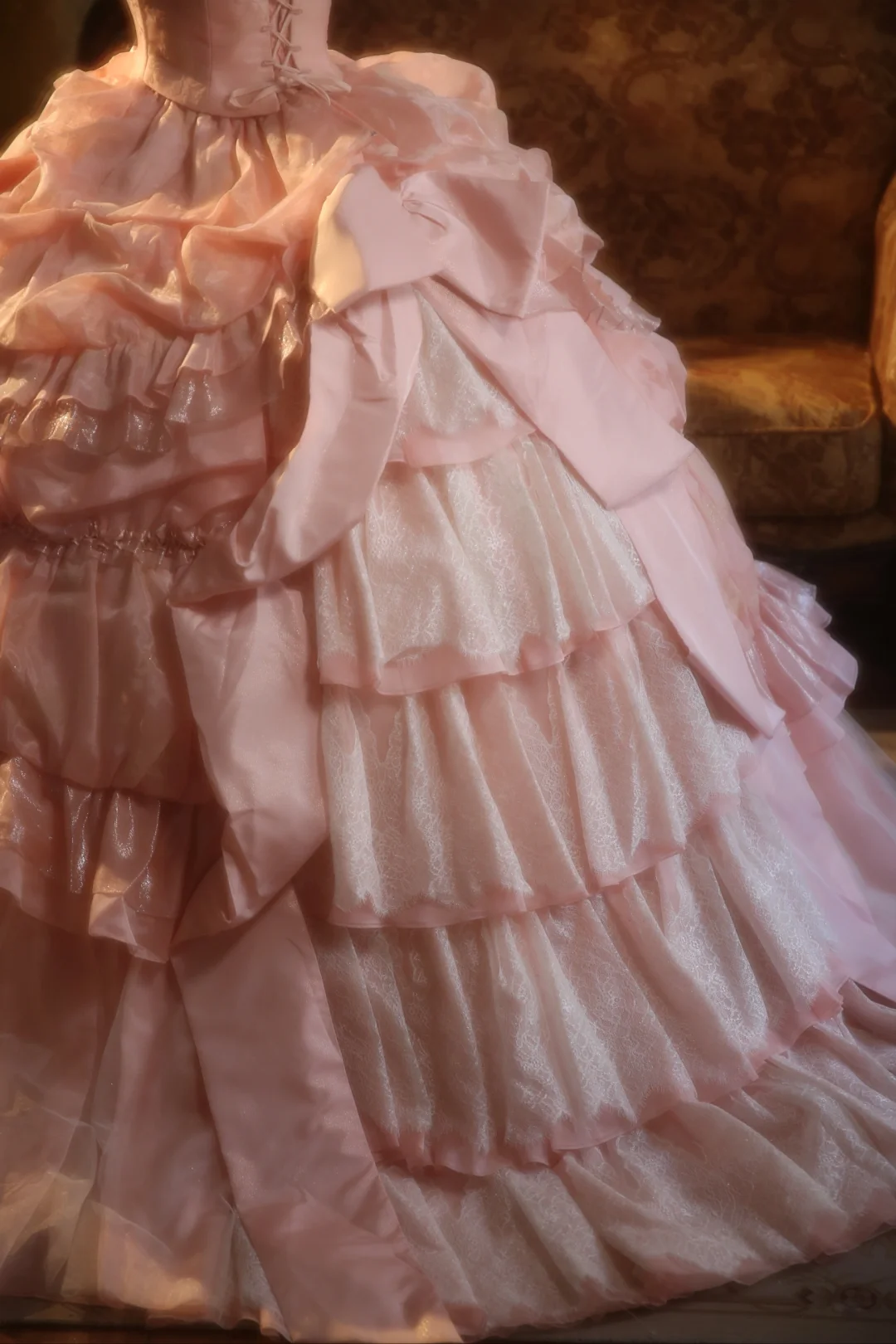Hermoso vestido de fiesta largo sin tirantes de satén rosa con encaje, vestido de fiesta, vestido de noche GG2870