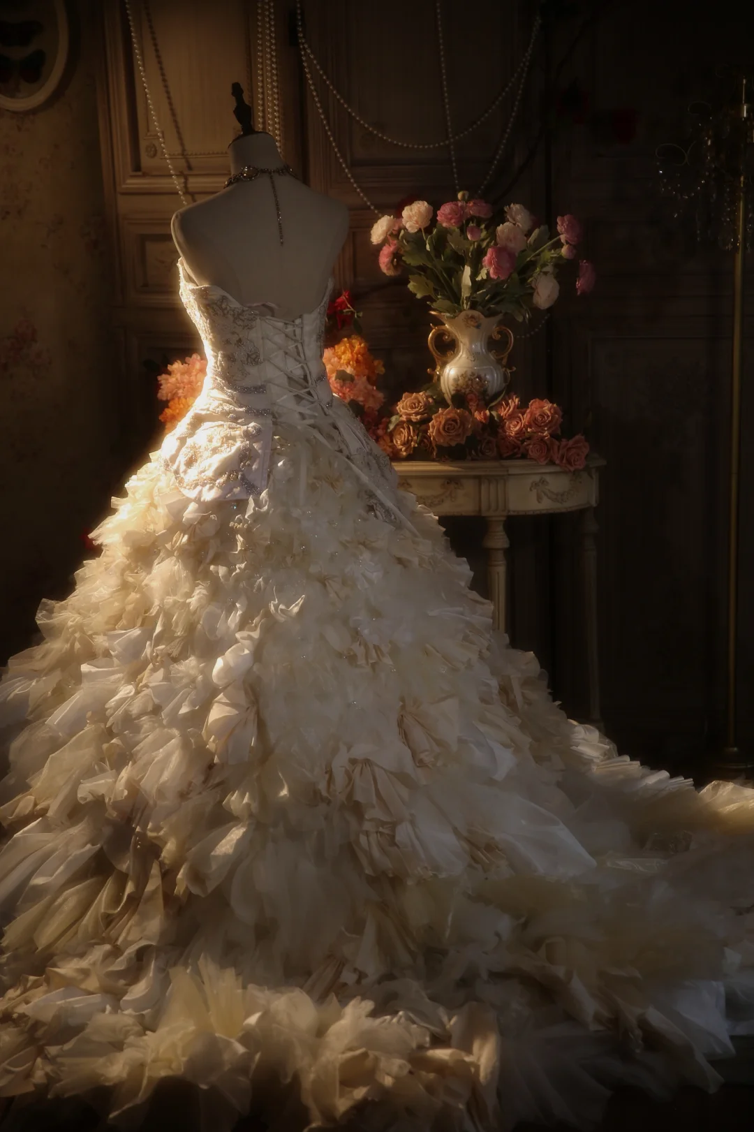 Vestido de fiesta vintage de satén, sin tirantes, de gasa y cuentas, largo, para graduación, noche, GG2872