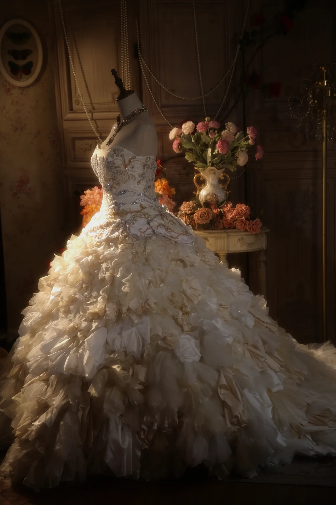 Vestido de fiesta vintage de satén, sin tirantes, de gasa y cuentas, largo, para graduación, noche, GG2872