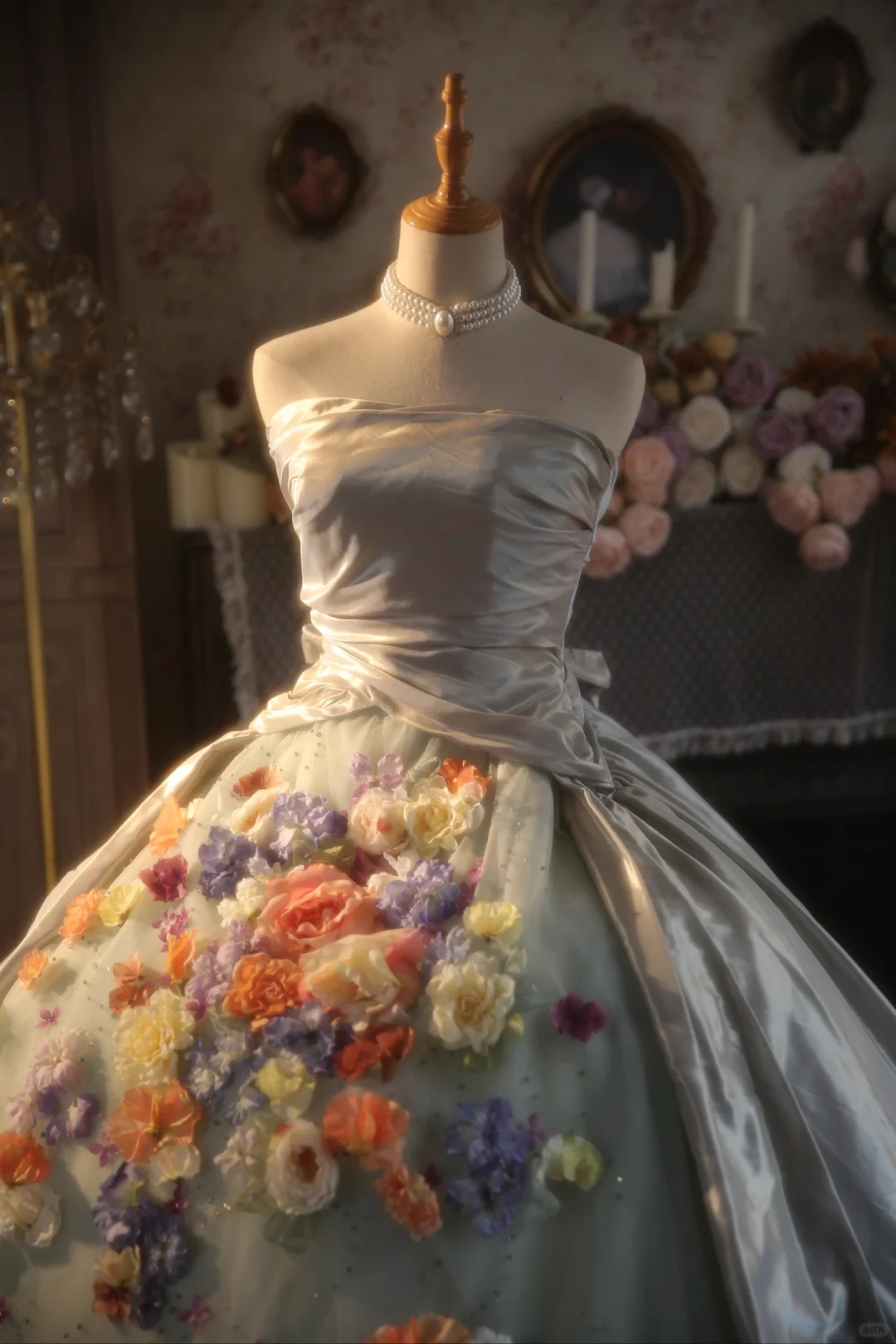Vestido de fiesta vintage sin tirantes, de satén y tul con apliques, largo, para graduación, noche, GG2873