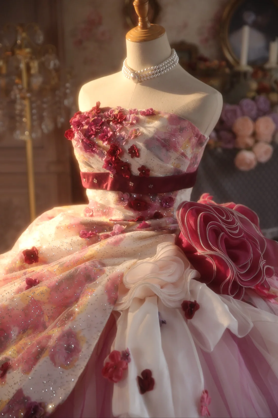 Impresionante vestido de fiesta largo sin tirantes con apliques de tul, vestido de fiesta, vestido de noche GG2874