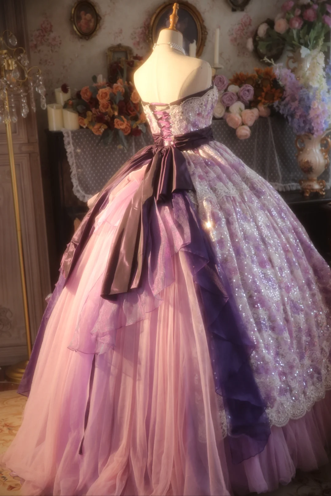 Hermoso vestido de fiesta largo sin tirantes de tul con encaje y cuentas, vestido de fiesta, vestido de noche GG2875