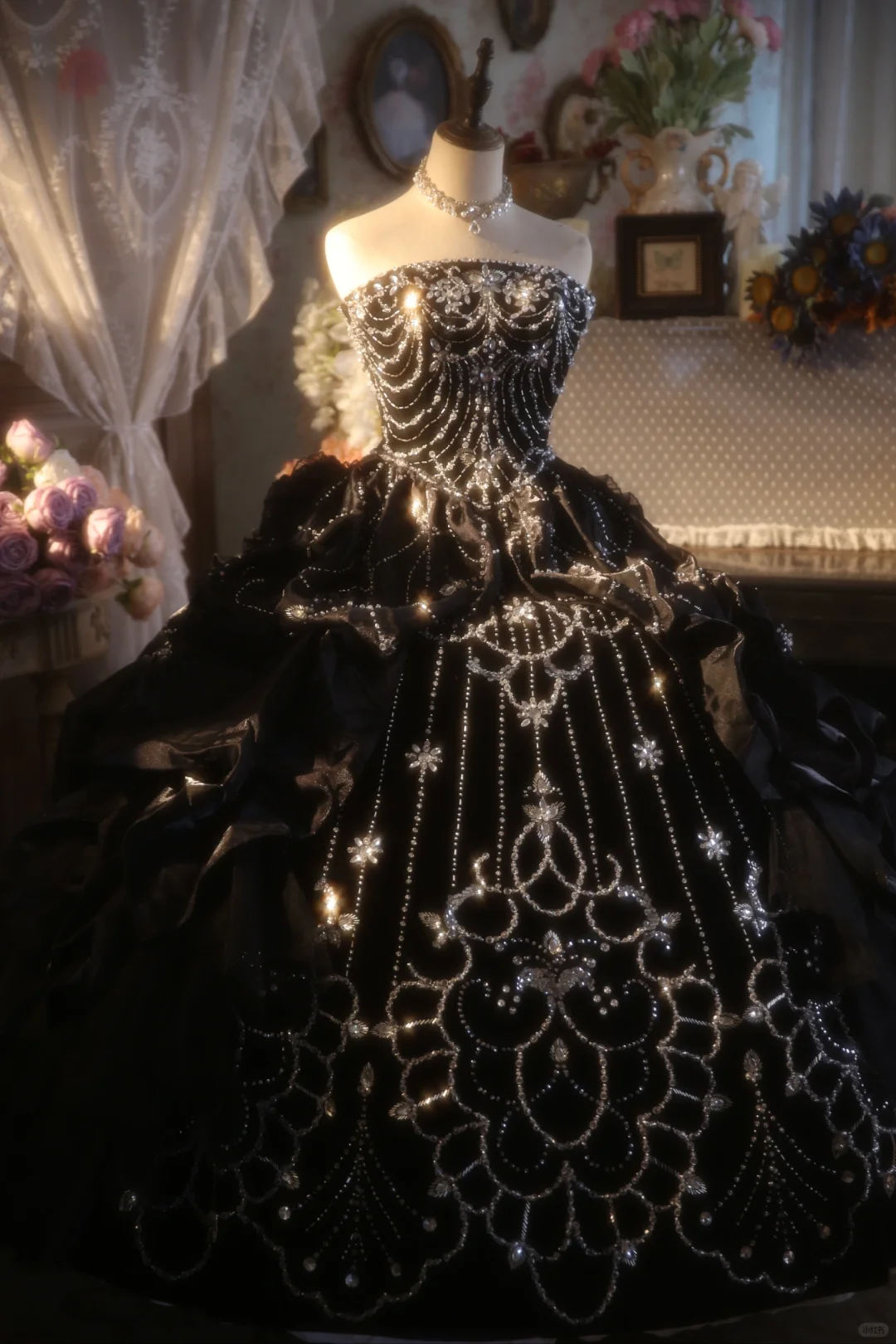 Vestido de fiesta vintage largo sin tirantes de satén negro con cuentas, vestido de fiesta, vestido de noche GG2877