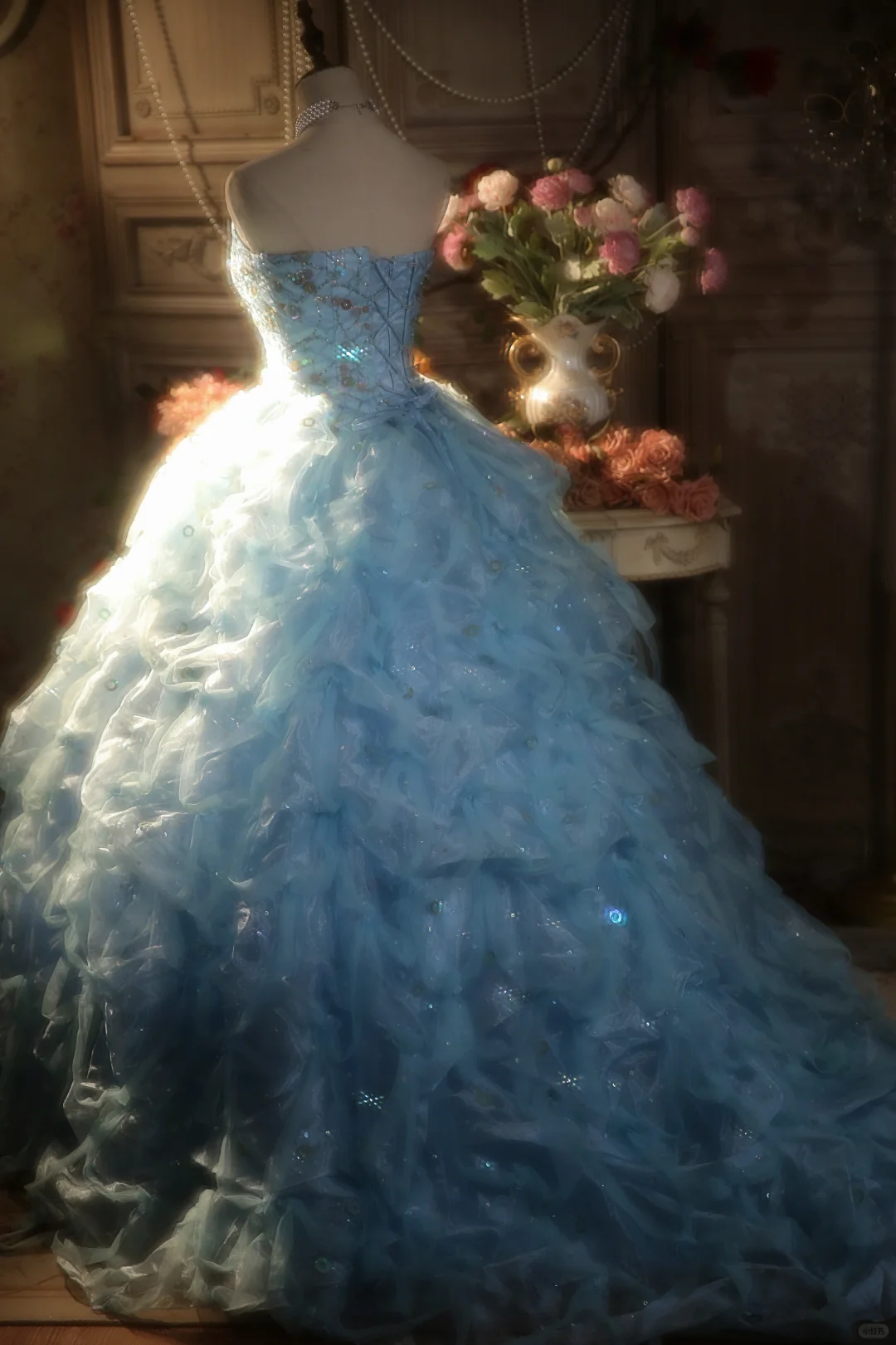 Hermoso vestido de fiesta sin tirantes de tul azul pálido, de satén, largo, para graduación, fiesta o noche GG2878