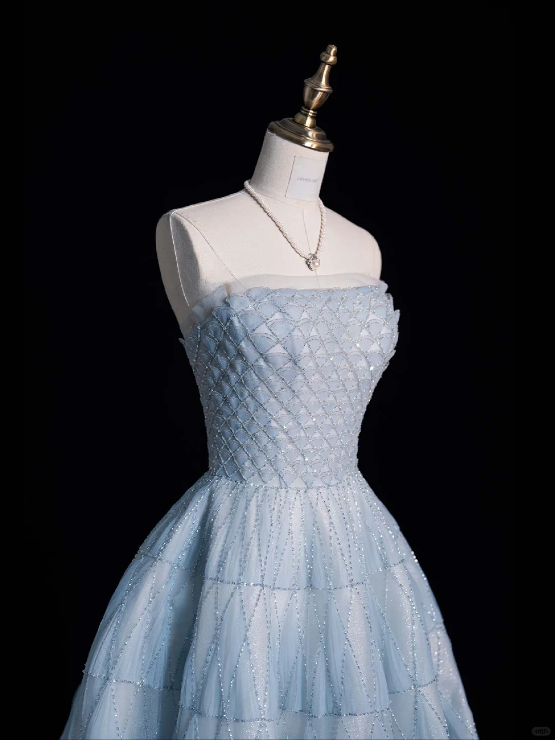 Hermoso vestido de fiesta largo de tul sin tirantes y con cuentas, vestido de fiesta, vestido de noche GG2886