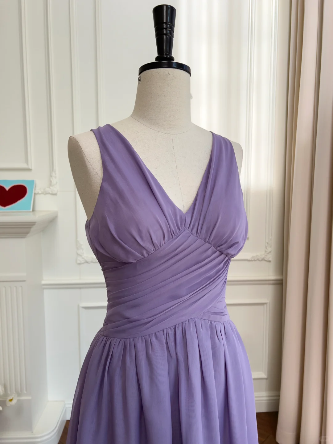 Vestido largo de gasa morado con escote en V y corte en A, elegante vestido de fiesta o de noche GG2901