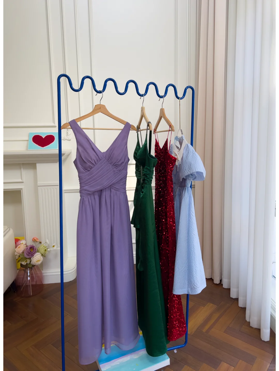 Vestido largo de gasa morado con escote en V y corte en A, elegante vestido de fiesta o de noche GG2901