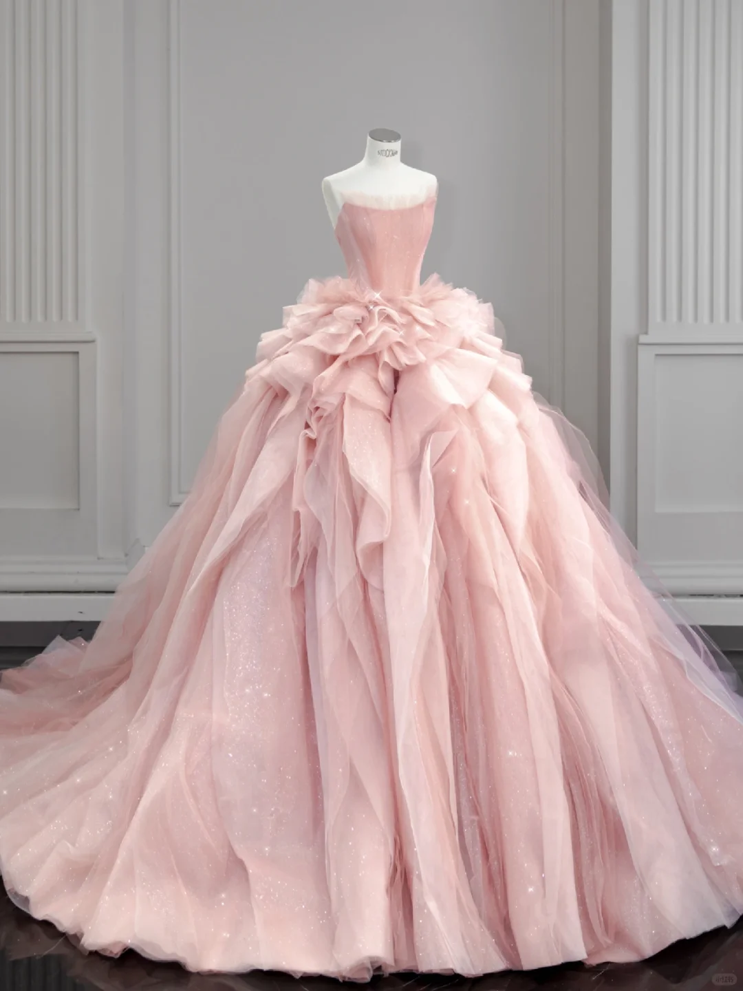 Vestido de fiesta largo de tul satinado rosa suave sin tirantes, vestido de novia, vestido de noche GG2932