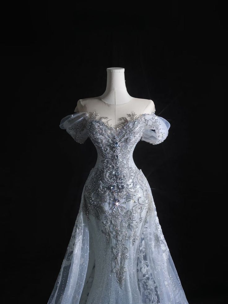 Vestido de novia largo de sirena con hombros descubiertos, tul, lentejuelas y cuentas, estilo atemporal GG2979