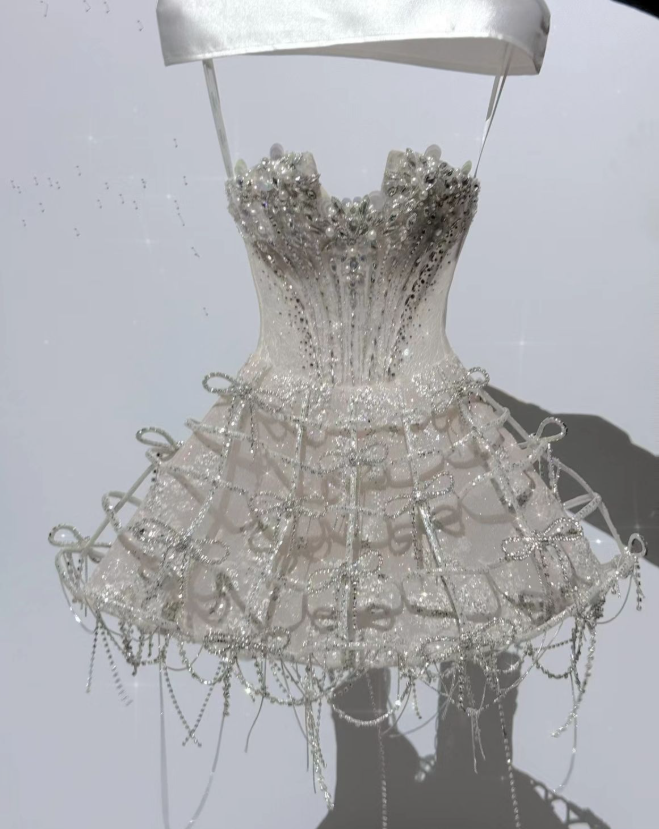 Hermoso vestido de fiesta corto de satén con lentejuelas y tirantes finos, corte A, para fiesta de bienvenida y cumpleaños, GG3086