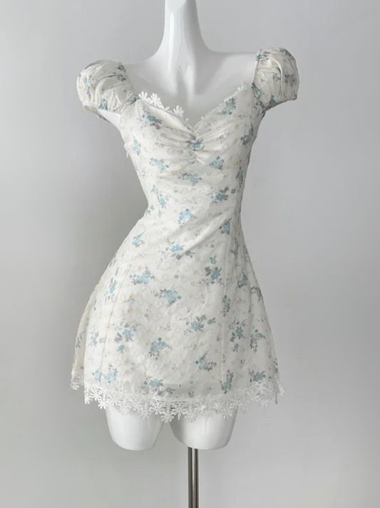 Vestido corto de satén con estampado floral y hombros descubiertos, corte A, para fiesta de bienvenida y cumpleaños, GG3132
