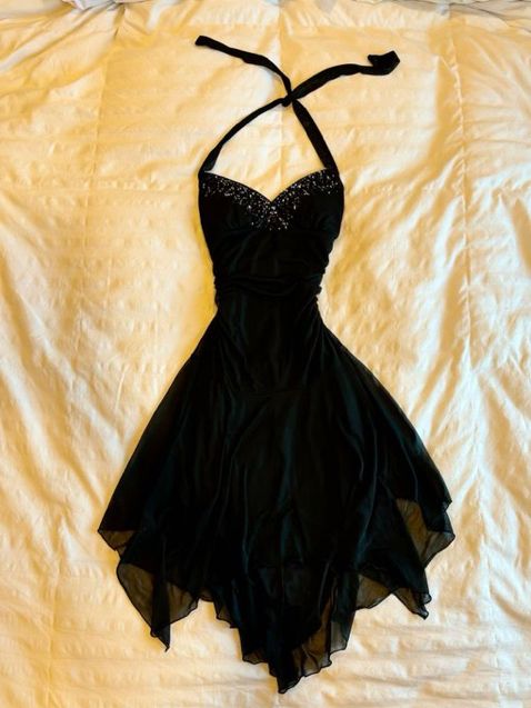 Vestido de fiesta corto negro de gasa con cuello halter y cuentas, corte en A, para regreso a casa y cumpleaños GG3243