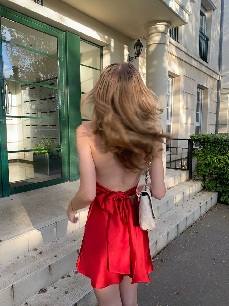 Vestido rojo de satén corto con escote halter, espalda descubierta y corte en A para fiesta de graduación, vestido de cumpleaños de verano GG3719