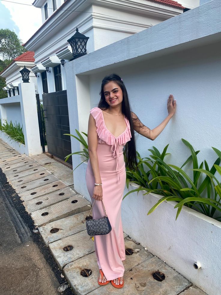Elegante vestido de fiesta largo de satén rosa con escote en V y corte sirena, vestido de fiesta y vestido de noche GG3844