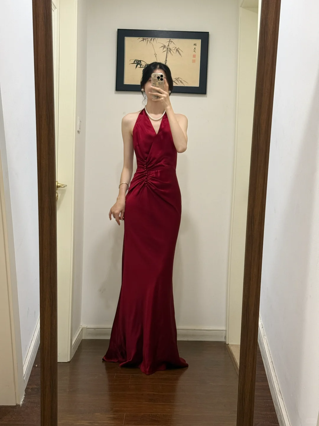 Vestido de fiesta largo plisado de satén con escote en V y corte sirena burdeos, vestido de fiesta, vestido de noche GG3874