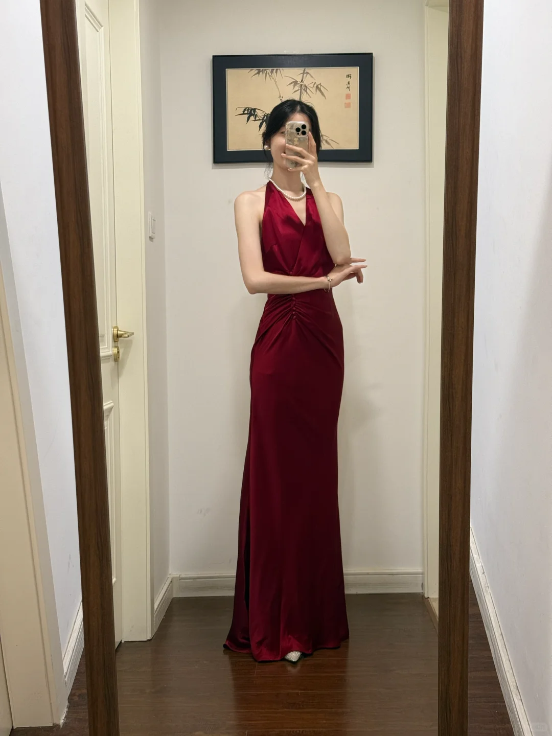 Vestido de fiesta largo plisado de satén con escote en V y corte sirena burdeos, vestido de fiesta, vestido de noche GG3874