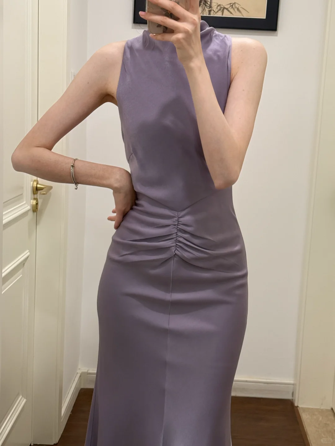 Elegante vestido de fiesta largo de satén morado polvoriento con escote halter y corte sirena, vestido de fiesta y vestido de noche GG3875
