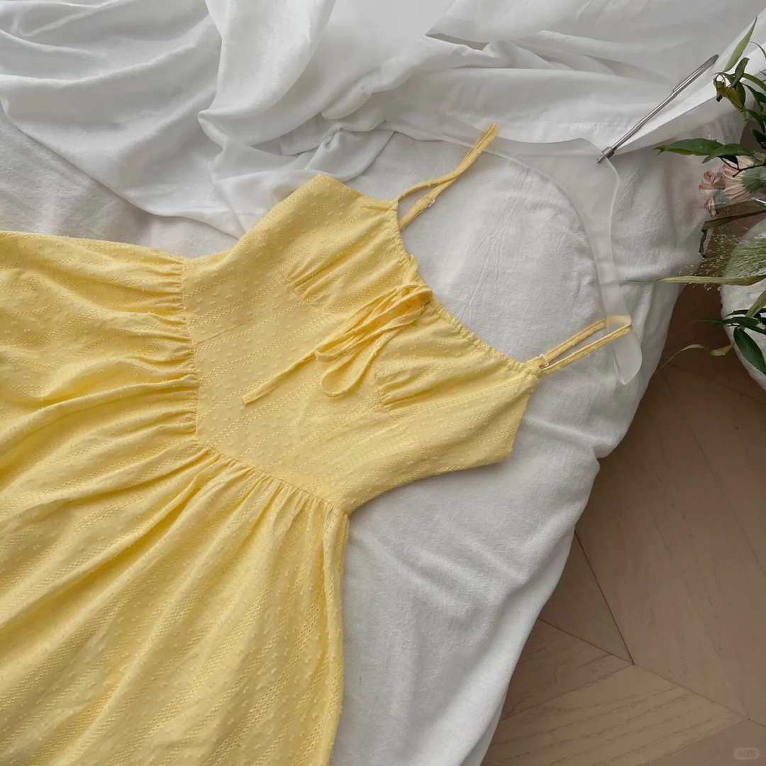 Vestido corto de satén amarillo con tirantes finos y corte en A para fiesta de bienvenida, para cumpleaños número 17, GG3972