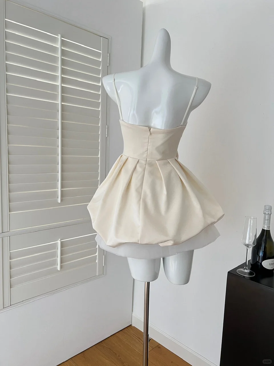 Vestido corto de princesa con tirantes finos, satén y cuentas para fiesta de bienvenida, para verano, para 18 cumpleaños, GG3979
