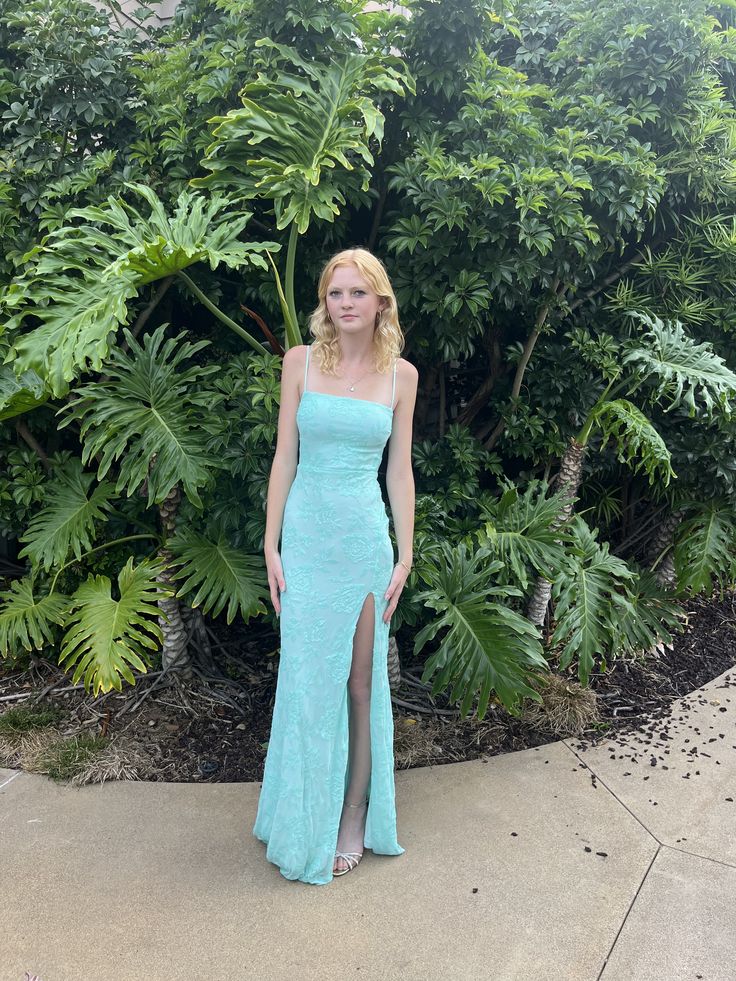 Pretty Mermaid Spaghetti Straps Satin Lace Slit Long Prom Dress,Party Dress,Formal Evening Dress GG4025